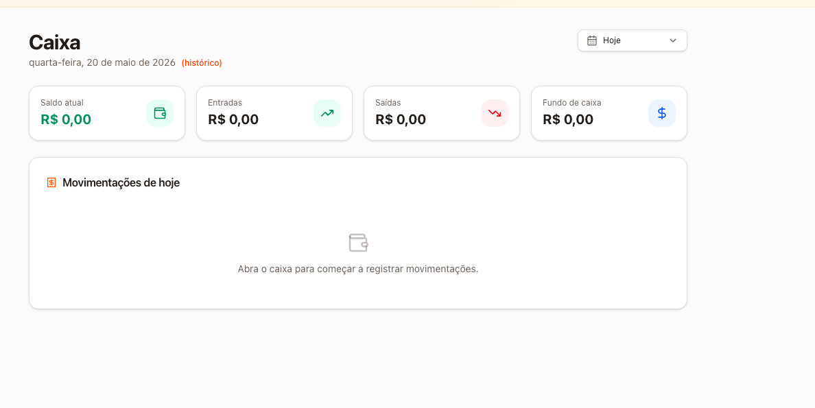 Abertura e fechamento de caixa simplificados